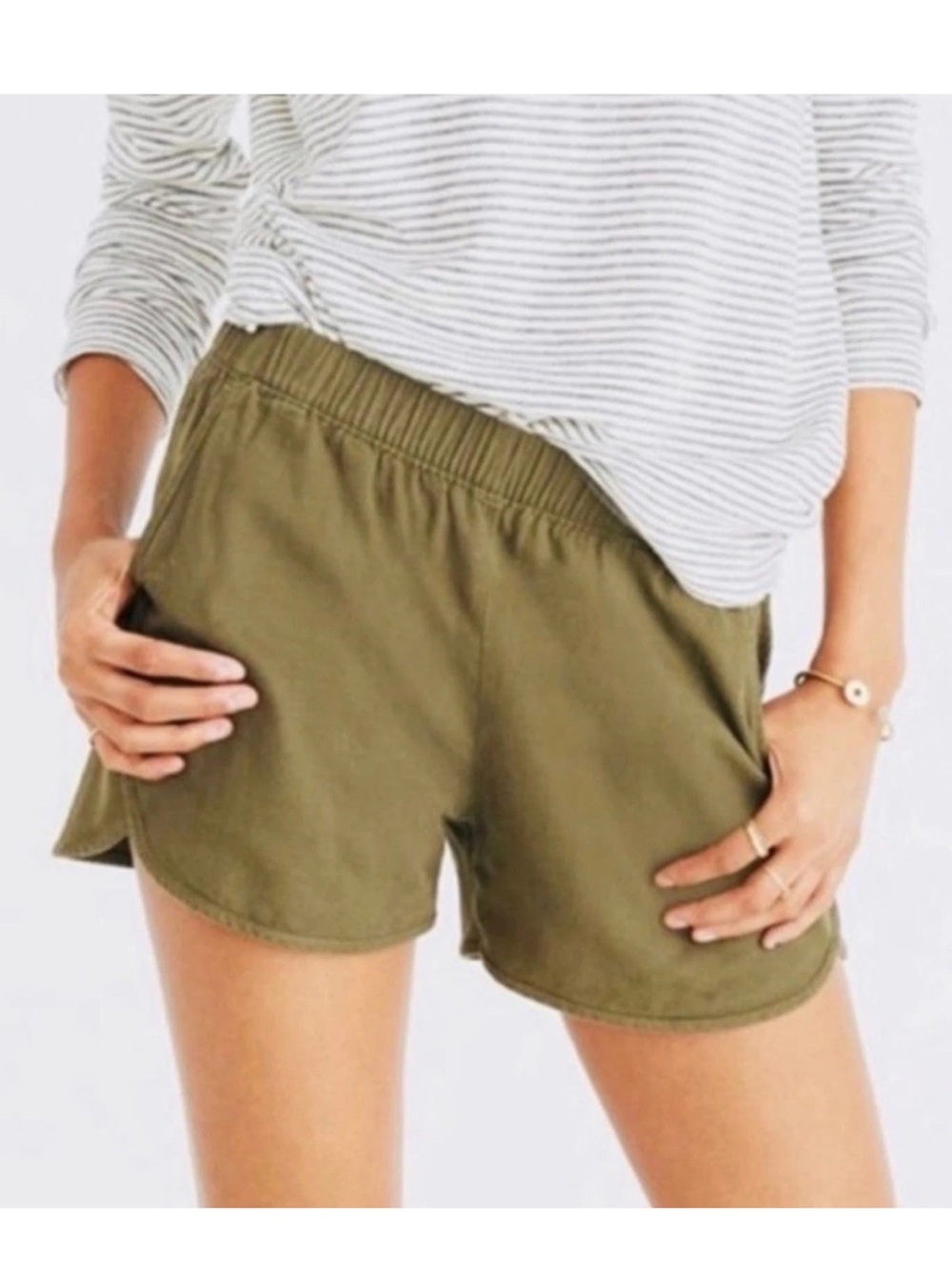 Madewell Women's Pull On High Rise Shorts in Desert Olive
